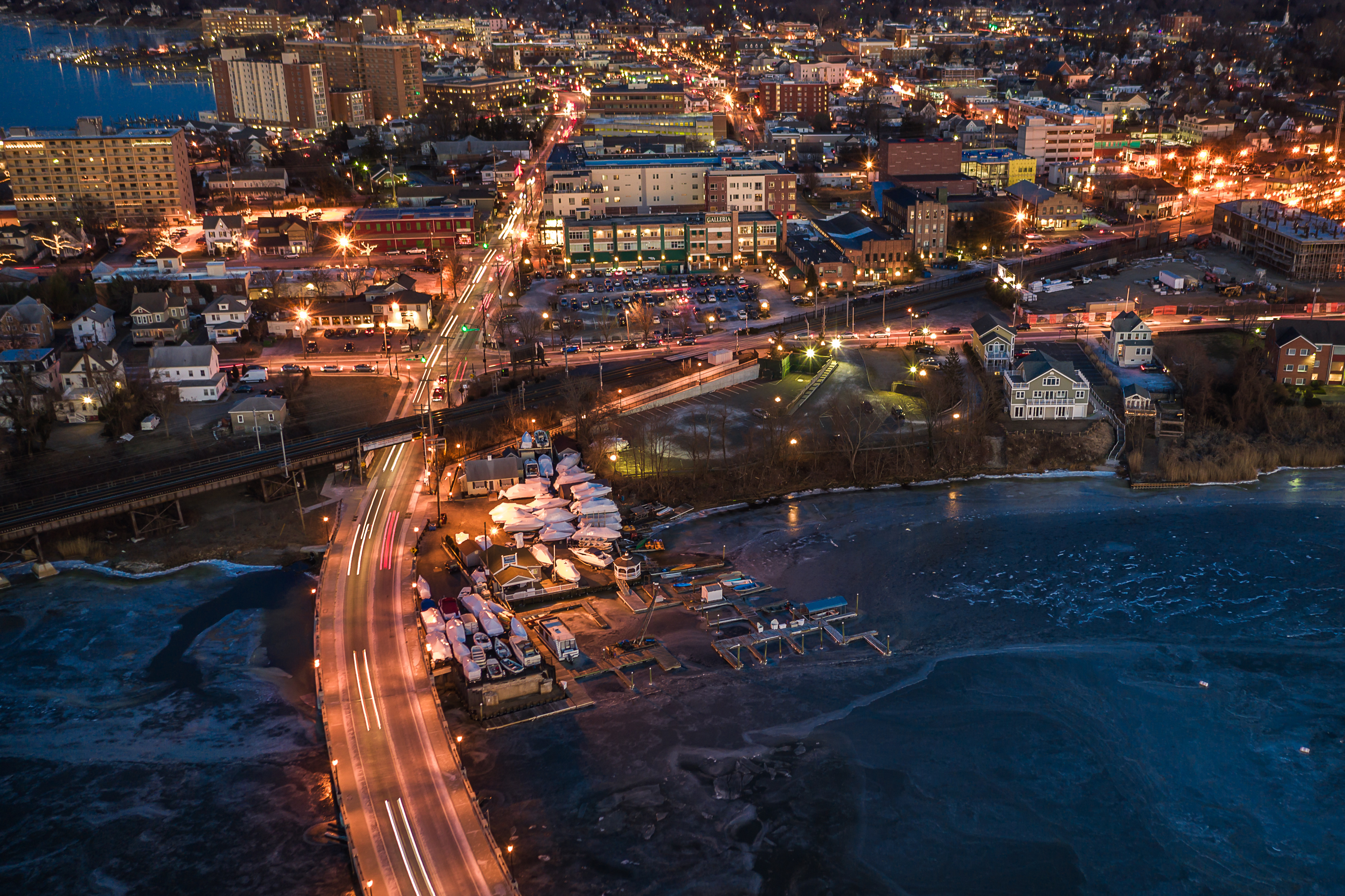 Aerial view of a coastal Monmouth County community